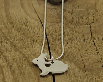 Rabbit necklace, silver rabbit pendant, rabbit lover gift, rabbit fan, silver rabbit necklace, rabbit charm, bunny necklace, silver bunny