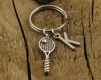 Tennis keyring, tennis racket keychain, tennis keychain, personalised tennis gift, tennis fan gift, sport keyring, tennis lover keychain