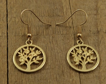 Gold tree of life earrings, tree of life earrings, tree earring, tree of life, gardener gift, nature lover gift, nature jewellery, gold tree