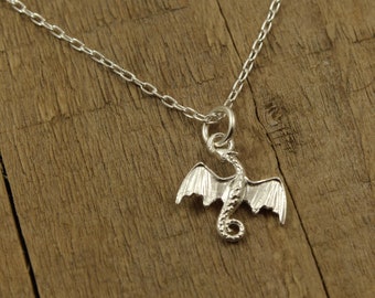 Sterling silver dragon necklace, sterling dragon pendant, silver dragon necklace, dragon gift, dragon fan, dragon jewellery, sterling silver
