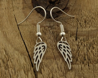 Silver angel wing earrings, angel wing earrings, dangly wing earrings, angel wing charms, bereavement gift, memorial gift, memorial earrings