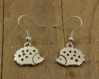 Hedgehog earrings, silver hedgehog earrings, hedgehog, dangly hedgehog, hedgehog fan, hedgehog gift, hedgehog fan gift, hedgehog lover, gift