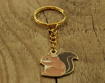 Squirrel keychain, squirrel keyring, gold squirrel keychain, cute squirrel keyring, cute squirrel gift, squirrel fan, nature lover gift