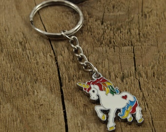 Unicorn keychain, unicorn keyring, rainbow unicorn keyring, enamel unicorn, rainbow keychain, colourful unicorn keyring, unicorn gift, gift