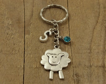 Sheep keyring, sheep keychain, personalised keyring, personalized keychain, initial charm, sheep fan, sheep gift, sheep, farmer gift, gift