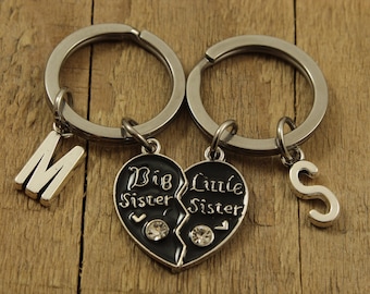 Llaveros de hermanas, juego de regalo de llaveros de hermanas, par de llaveros de hermanas, regalo de hermana, hermana mayor, hermana pequeña, regalo para hermana, llavero de hermana