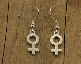 Feminist earrings, Venus earrings, venus symbol, feminism earrings, feminist gift, female symbol earrings, dangly earrings, venus jewellery