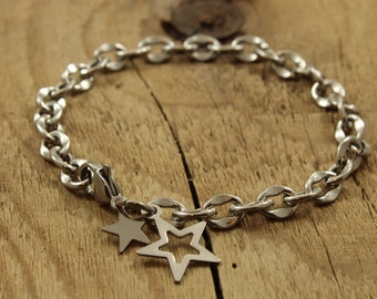 Silver star bracelet, silver star jewellery, adjustable star chain bracelet, silver star charm bracelet, starry bracelet, star gift, stars
