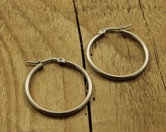 Hinged hoop earrings, stainless steel hoop earrings, stainless steel earrings, hoop earrings, silver hoop earrings, silver hoops, gift