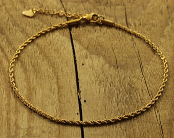 Gold rope chain anklet, gold anklet, 9 inch anklet, gold chain anklet, gold anklet chai, anklet, summer accessory, stainless steel anklet