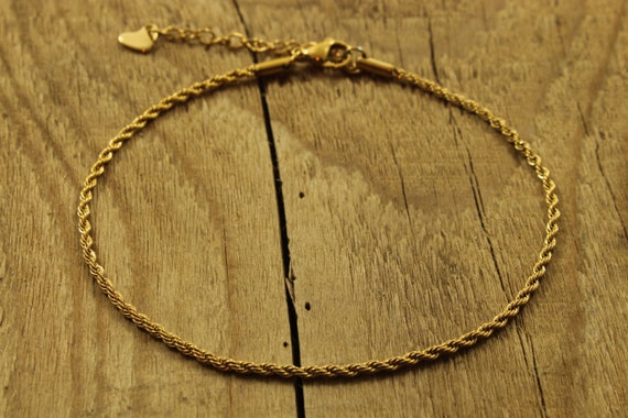 Gold Rope Chain Anklet Gold Anklet 9 Inch Anklet Gold Chain