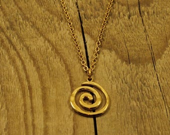 Gold spiral pendant necklace, spiral pendant, spiral gift, spiral necklace, spiral charm necklace, spiral gift, spiral jewellery, spiral