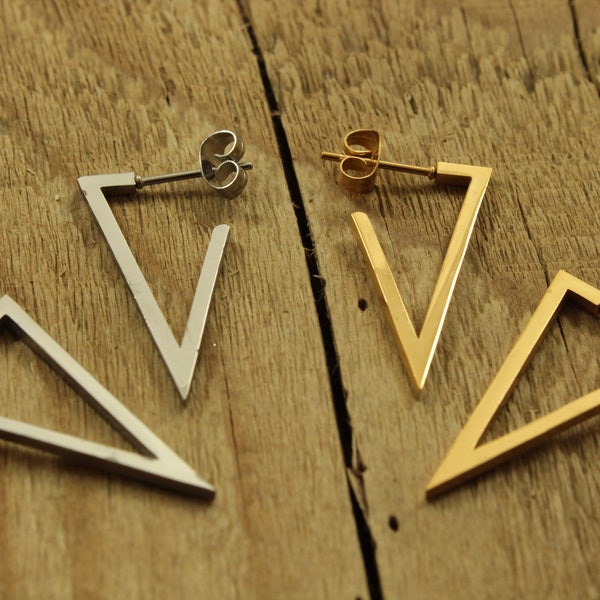 Orecchini triangolari, orecchini triangolari in acciaio inossidabile, orecchini geometrici, orecchini triangolari, triangoli, borchie triangolari, orecchini angolari