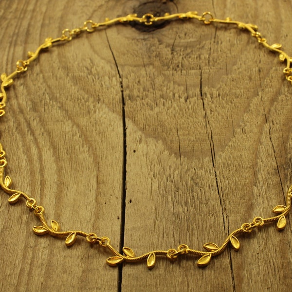Gold vine necklace, leaf vine necklace, gold leaf necklace, chain of flowers necklace, gold flower necklace, floral vine necklace, gold leaf