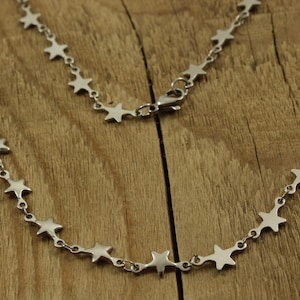 Silver star chain necklace, silver star necklace, star jewellery, star necklace, chain of stars necklace, celestial gift, star fan, starry