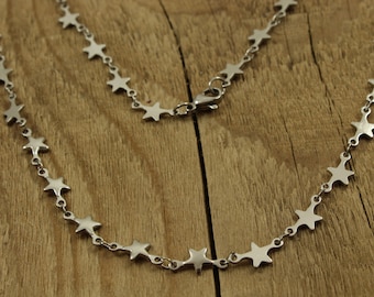 Silver star chain necklace, silver star necklace, star jewellery, star necklace, chain of stars necklace, celestial gift, star fan, starry