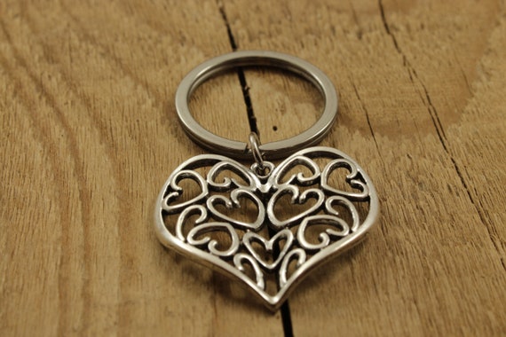 Silver shop heart keychain
