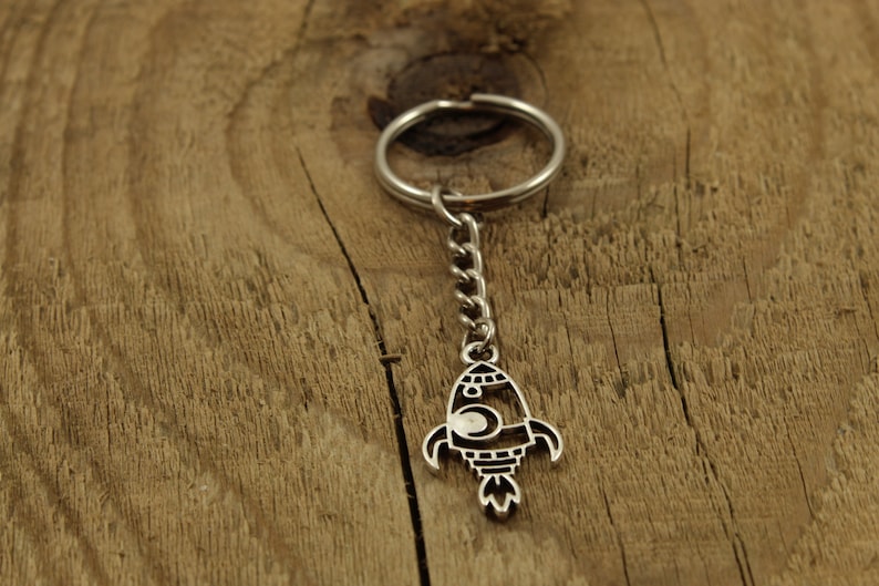 Space Key Rings Silver Rocket Keychain, Rocket Keyring, Space Keychain, Space Keyring ...