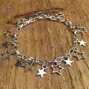 Star charm bracelet, silver star jewellery, adjustable star chain bracelet, silver star charm bracelet, gift for loved one, friend gift