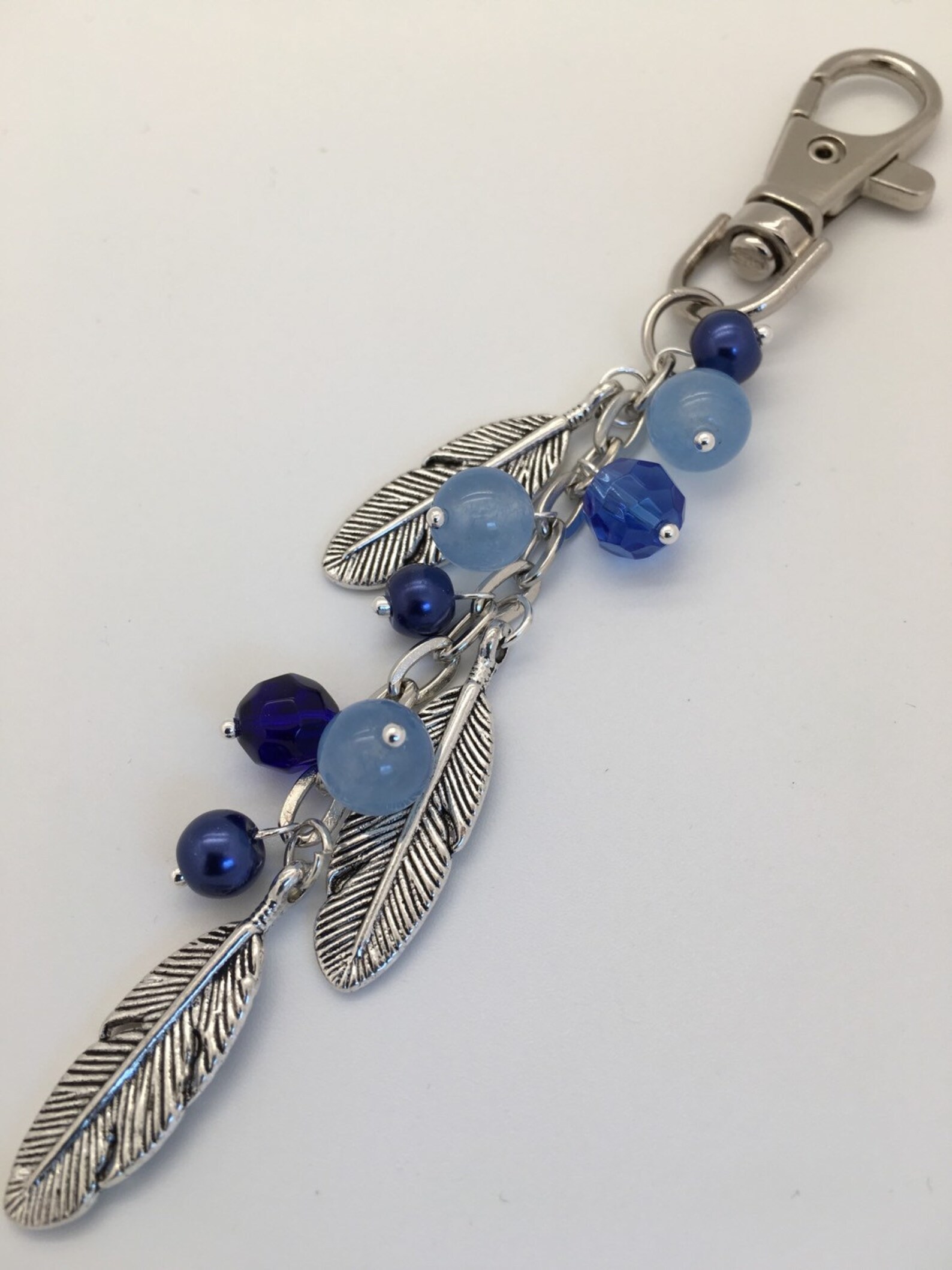 Feather Keyring, Silver Feather Bag Charm, Feather Charm Keychain ...