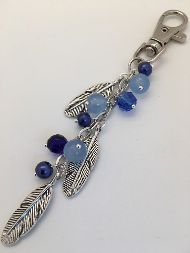 Feather Keyring, Silver Feather Bag Charm, Feather Charm Keychain ...