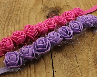 Rose bun wrap, flower bun wrap, bun wrap, ballet accessory, ballet bun, floral ballet, pink, purple, hair ribbon, flower ribbon, foam flower