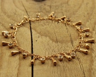 Gold boho bracelet, gold dangling charm bracelet, kc gold chain bracelet, boho bracelet, summer bracelet, gold charm bracelet, summery, gift
