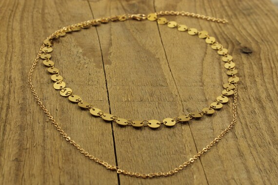Double Layer Gold Necklace Gold Chain Necklace Gold Choker Gold
