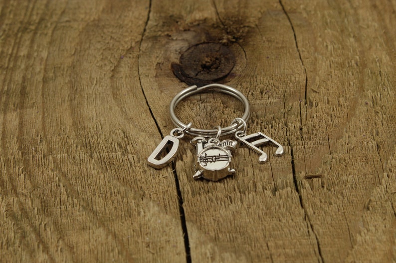 Schlagzeuger Schlüsselanhänger, Schlagzeuger Schlüsselanhänger, personalisiertes Geschenk, Initial Charm, Musiker Geschenk, Schlagzeug, Musikinstrument, Schlagzeug Bild 6