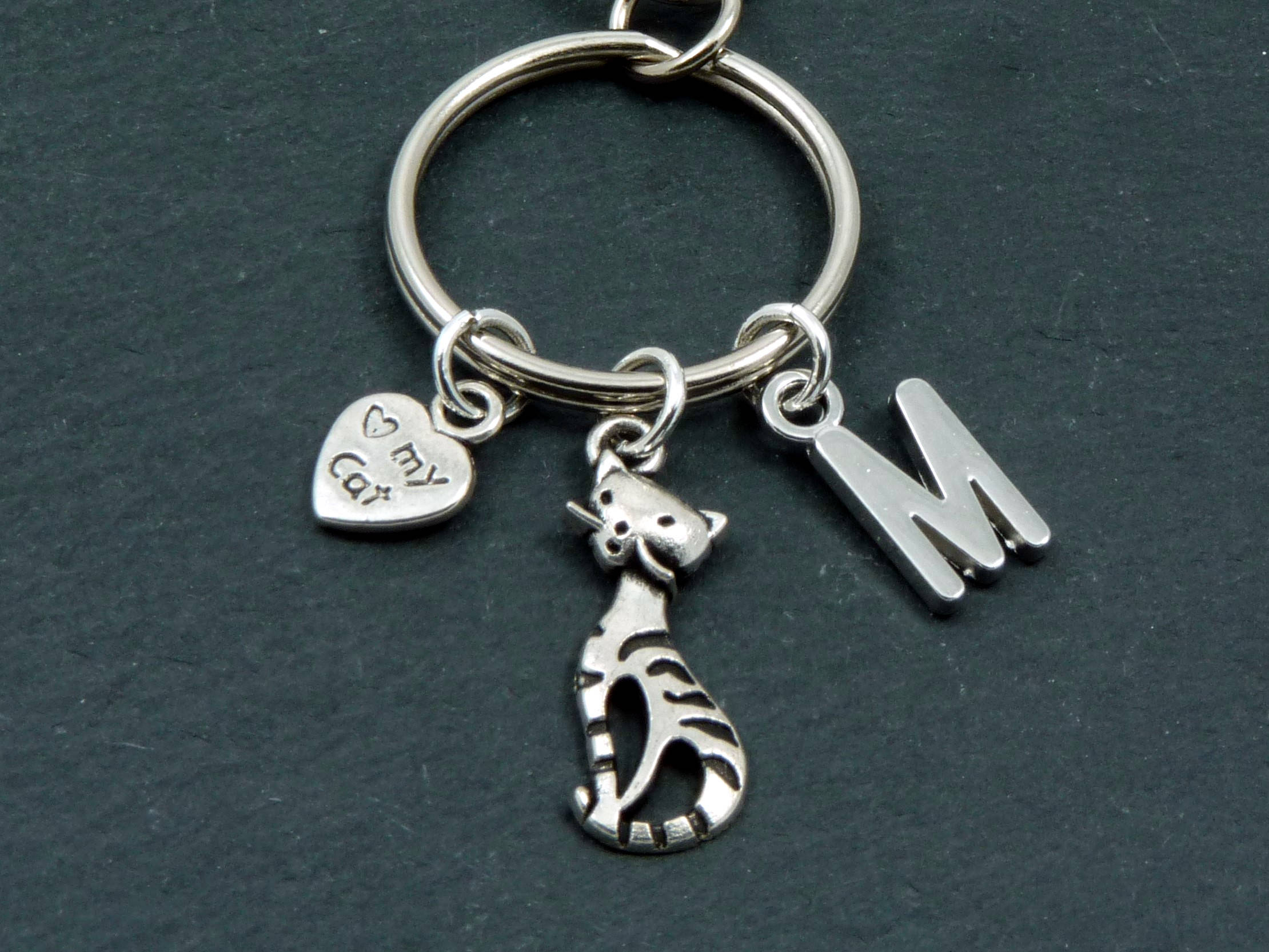 Cat Keyring, Cat Keychain Gift, Personalized Cat Keychain, Feline Gift ...