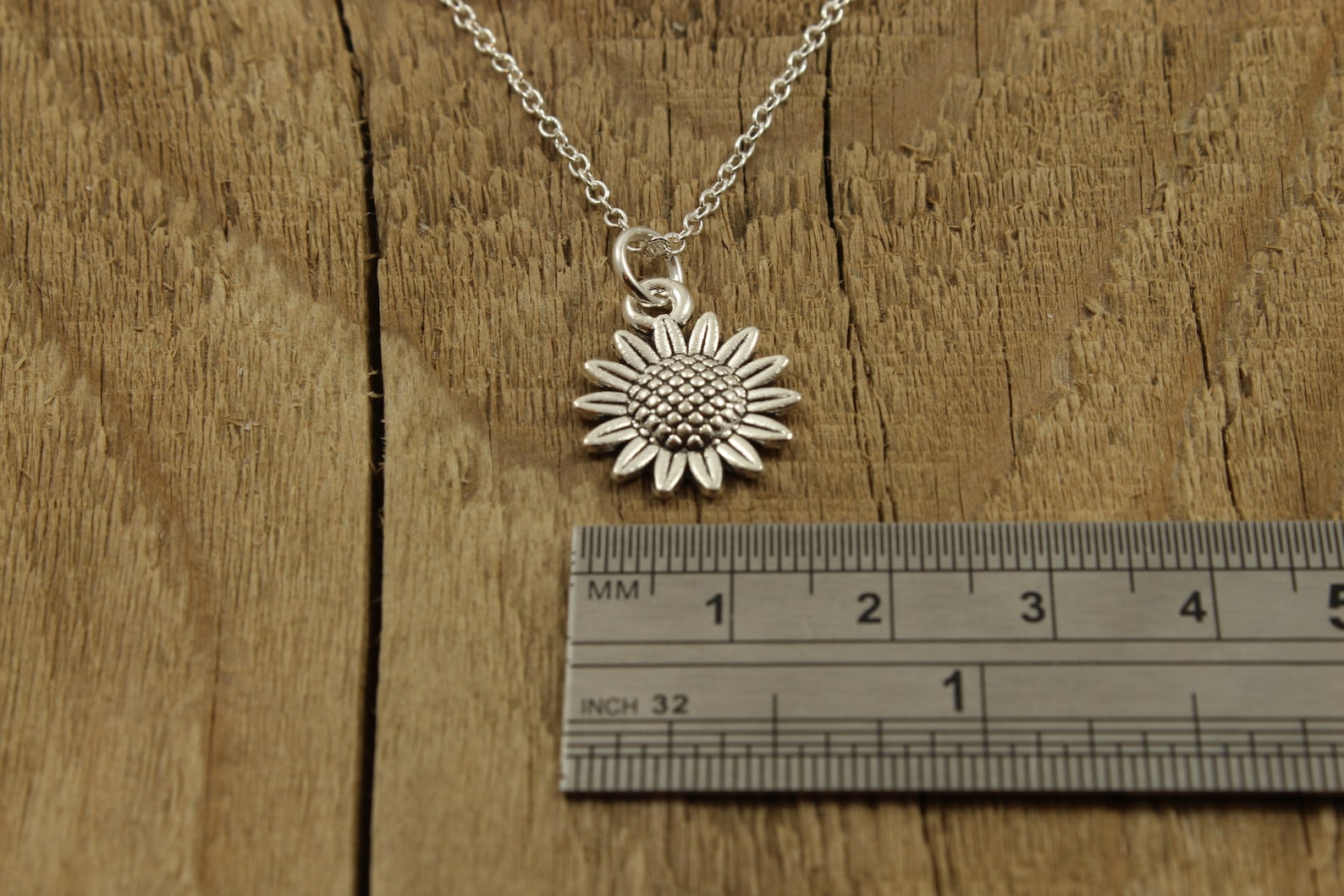 Silver sunflower necklace and earring set sunflower necklace Etsy