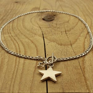 Star toggle clasp necklace, silver star necklace, toggle clasp necklace, toggle clasp, stainless steel necklace, t bar necklace, star, gift