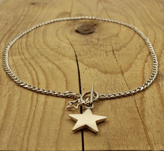 Star toggle clasp necklace, silver star necklace, toggle clasp necklace, toggle clasp, stainless steel necklace, t bar necklace, star, gift