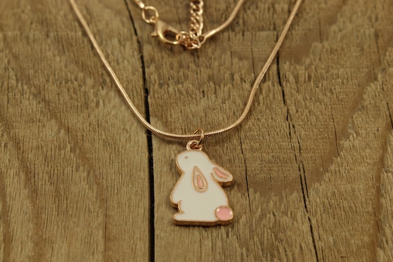 Gold Rabbit Necklace Enamel Rabbit Pendant Rabbit Lover | Etsy