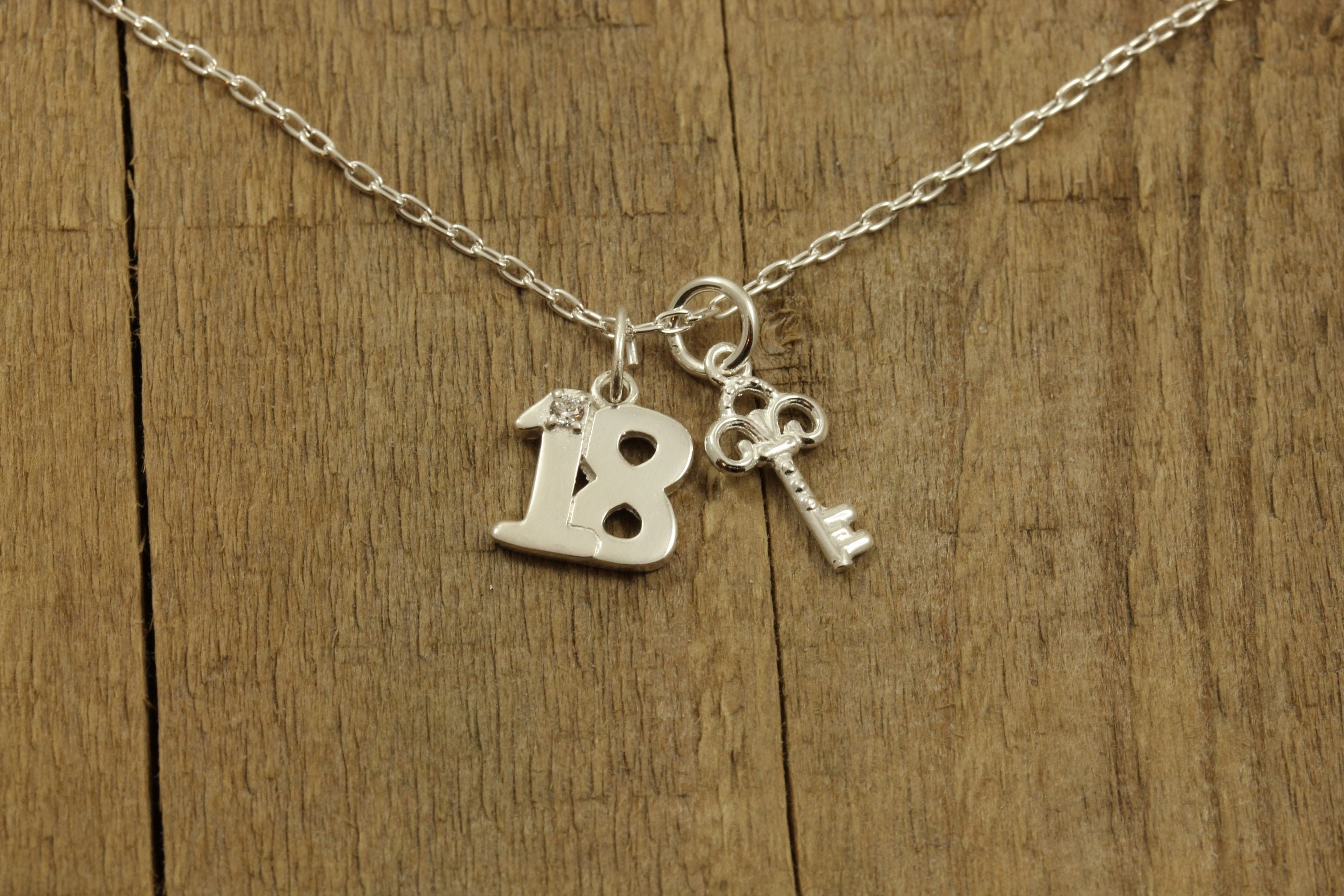 Sterling Silver 18 Necklace 18th Birthday Gift 18th Birthday