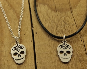 Sugar skull necklace, skull pendant, skull gift, skull necklace, skull charm necklace, sugar skull, skull jewellery, skull fan, gothic gift
