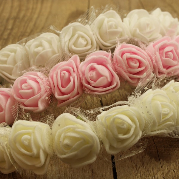 White flower bun wrap, ivory bun wrap, pink bun wrap, ballet accessory, ballet bun, wedding hair accessory, hair ribbon, flower ribbon, gift