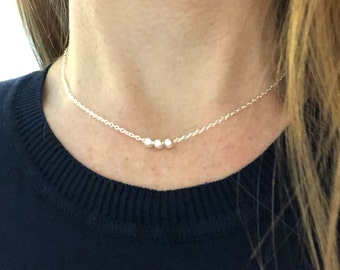 Zilveren kralenketting, sierlijke ketting, sterling zilver, ketting, zilveren ketting, choker, zilveren balketting, minimaal, delicaat, cadeau