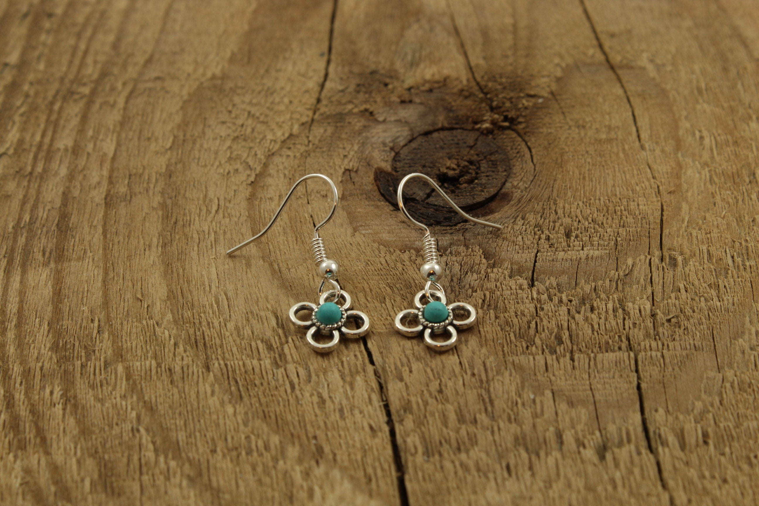 Crystal and Enamel Flower Earrings in Turquoise main image 1