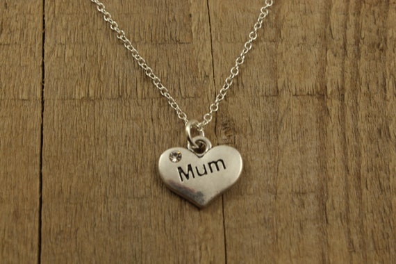 Mum Heart Necklace Silver Mum Necklace Mum Pendant Heart