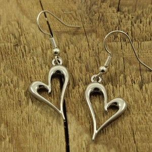 Silber Herz Ohrringe, schrulligen Herz Ohrringe, offenes Herz Ohrringe, Herz Schmuck, Herz Schmuck