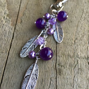 Feather Keyring, Silver Feather Bag Charm, Feather Charm Keychain ...