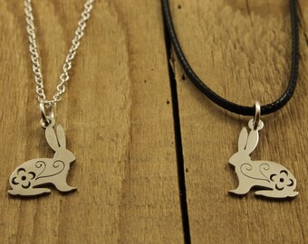 Silver rabbit necklace, rabbit pendant, rabbit lover gift, rabbit fan, silver rabbit pendant, rabbit gift, bunny necklace, silver bunny gift