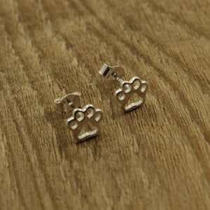 Sterling Silver Paw Earrings, Paw Print Earrings, Paw Stud Earrings, Sterling Silver Studs ...