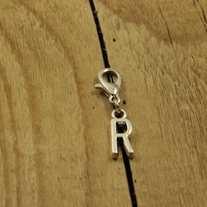 Initial zipper charm, letter zip charm, alphabet zipper charm, initial letter zipper charm, letter clip, zip charm, initial zip charm, gift R