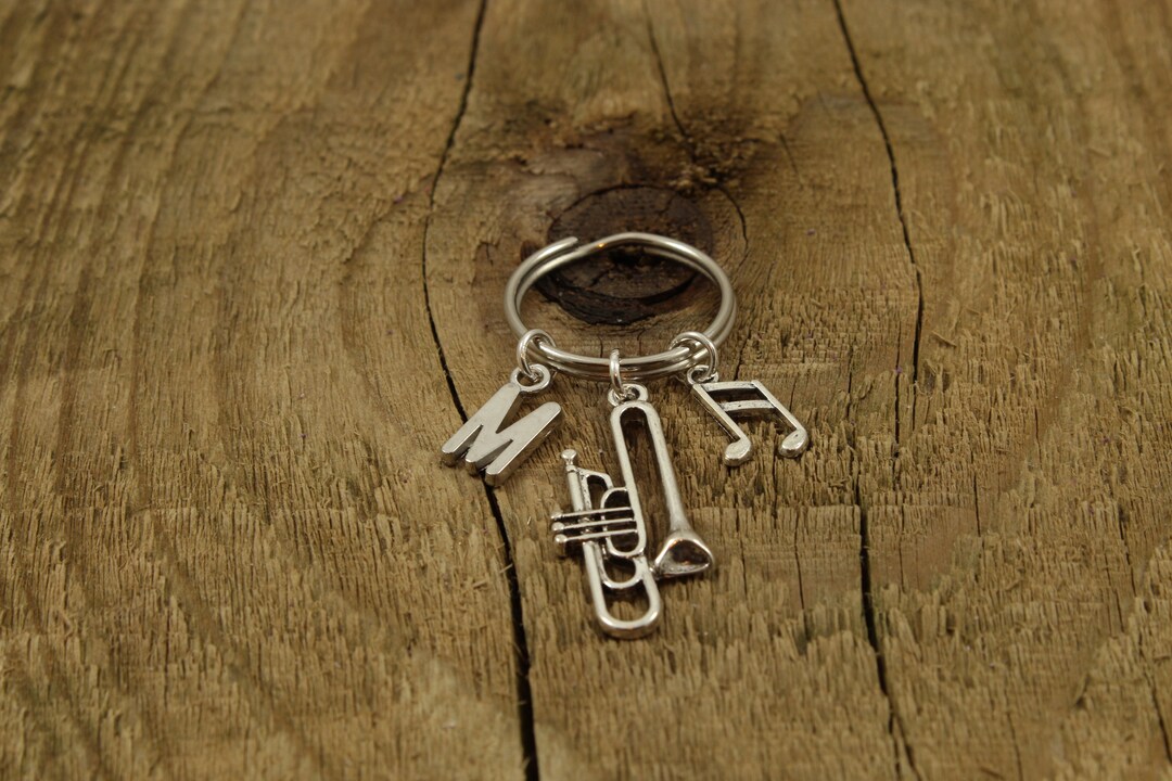 Trombone Keyring, Trombone Keychain, Personalised Trombone Gift