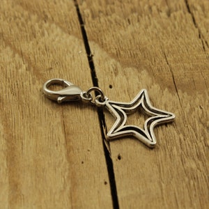 Star zip charm, star clip, zipper charm, silver star zip charm, star zipper charm. star charm, star fan, star gift, zip charm, star zip pull image 3