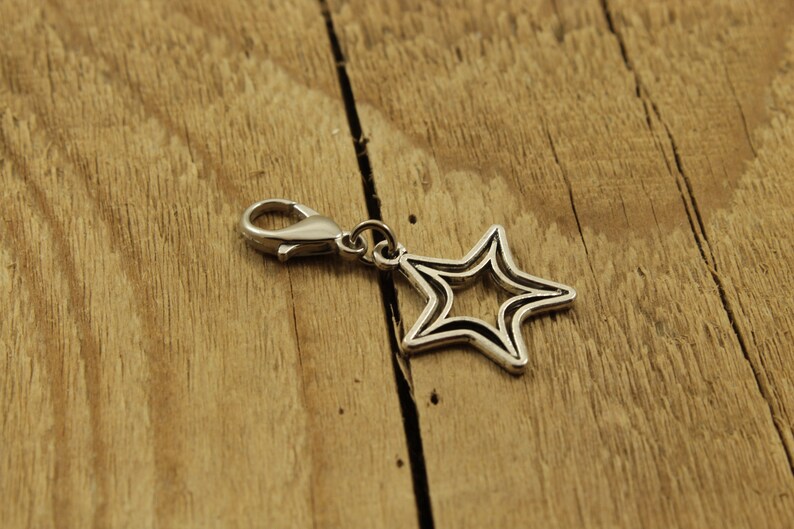 Star zip charm, star clip, zipper charm, silver star zip charm, star zipper charm. star charm, star fan, star gift, zip charm, star zip pull image 3