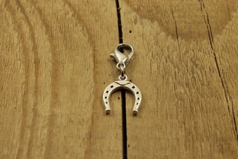 Horseshoe zipper charm, horseshoe clip, zipper charm, horseshoe zip charm, silver horseshoe charm, zip charm, horseshoe zip pull, horse fan image 1