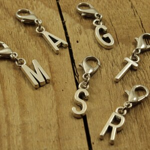 Initial zipper charm, letter zip charm, alphabet zipper charm, initial letter zipper charm, letter clip, zip charm, initial zip charm, gift image 2